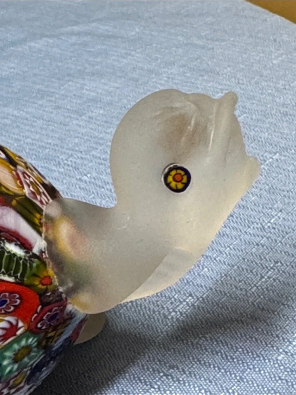 Millefiori Glass Turtle Figurine Murano 4.75” long